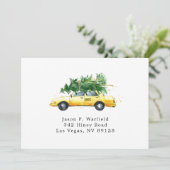 Taxi met Kerstboom Printbaar Retouradres Kaart (Staand voorkant)