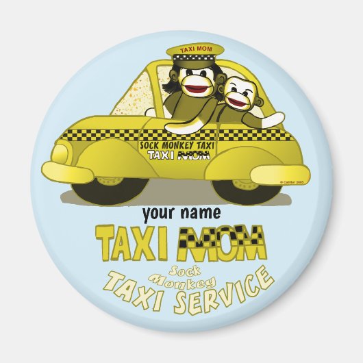 Taxi Moeder van Sock Monkey Magneet (Voorkant)