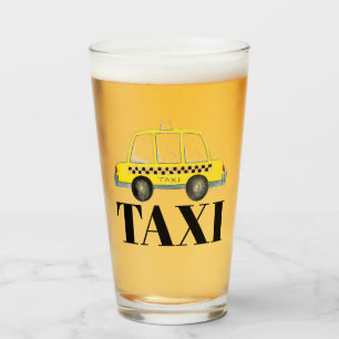 TAXI New York City Checkered Yellow Cab NYC Glas