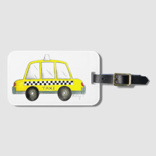 Taxi NYC Yellow New York City Checkered Cab Car Bagagelabel