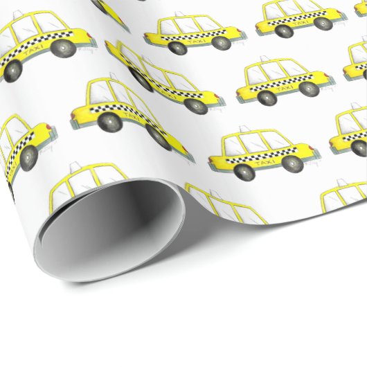 Taxi NYC Yellow New York City Checkered Cab Car Cadeaupapier (Rol Hoek)