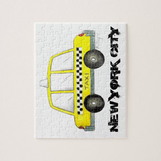 Taxi NYC Yellow New York City Checkered Cab Car Legpuzzel (Verticaal)