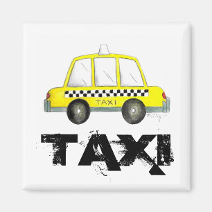 Taxi NYC Yellow New York City Checkered Cab Car Magneet
