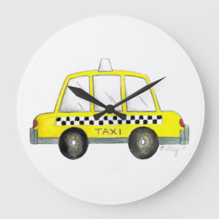 Taxi NYC Yellow New York City Checkered Cab Gift Grote Klok