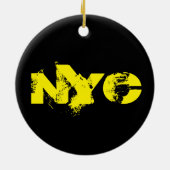 Taxi NYC Yellow New York City Checkered Cab Gift Keramisch Ornament (Achterkant)