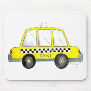 Taxi NYC Yellow New York City Checkered Cab Gift Muismat