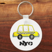 Taxi NYC Yellow New York City Checkered Cab Gift Sleutelhanger (Voorkant)