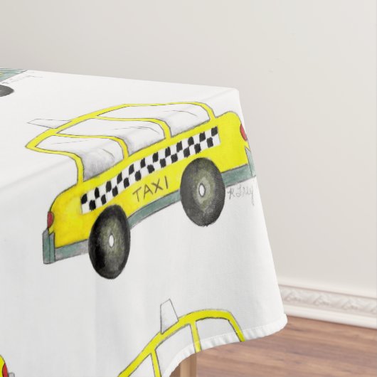 Taxi NYC Yellow New York City Checkered Cab Print Tafelkleed (Voorbeeld)