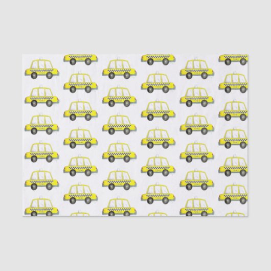 Taxi NYC Yellow New York City Checkered Cab Print Tissuepapier (Voorkant)