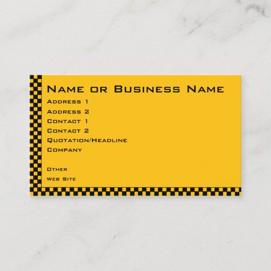 Taxi of Cab Service Business Profile Card Visitekaartje (Voorkant)