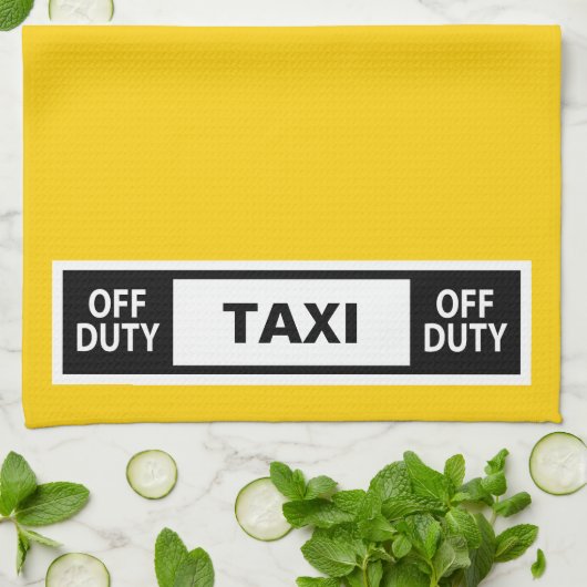 Taxi Off Duty Geel Theedoek (Gevouwen)