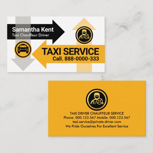 Taxi pijl transport routes visitekaartje (Voorkant / Achterkant)