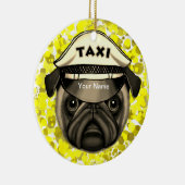 Taxi Pug Keramisch Ornament (Rechts)