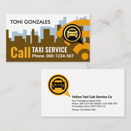 Taxi Radio Waves Calling Cab Visitekaartje (Voorkant / Achterkant)