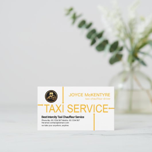Taxi Service Arrow Routes toegewezen driver Visitekaartje (Staand voorkant)