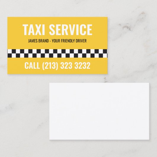 Taxi Service Cab Driver Zwart-wit patroon Visitekaartje (Voorkant / Achterkant)