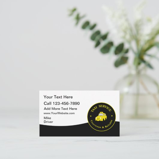 Taxi Service Modern Cab Driver Business Cards Visitekaartje (Staand voorkant)