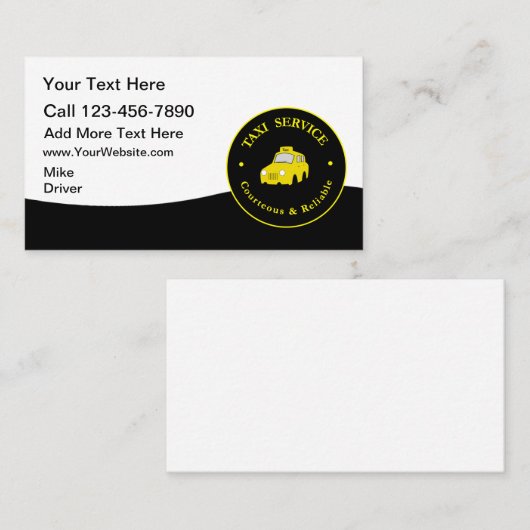 Taxi Service Modern Cab Driver Business Cards Visitekaartje (Voorkant / Achterkant)
