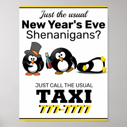 Taxi Sign for Bars Poster (Voorkant)