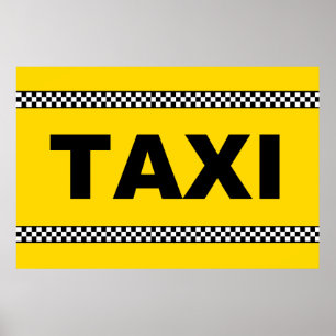 TAXI Sign POSTER Classic Yellow Black en White