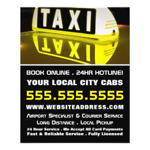 Taxi Sign Reflection, Taxi Cab Firm and Price List Flyer