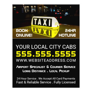 Taxi Sign, Taxi Cab Firm with Price List Flyer