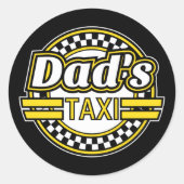 Taxi Sign van papa Ronde Sticker (Voorkant)