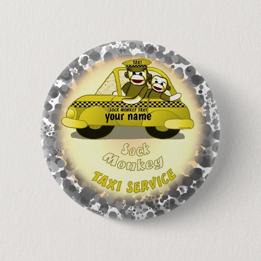 Taxi-speld van Sock Monkey Ronde Button 5,7 Cm (Voorkant)