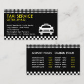 Taxi station/chauffeur, prijslijst visitekaartje (Voorkant / Achterkant)