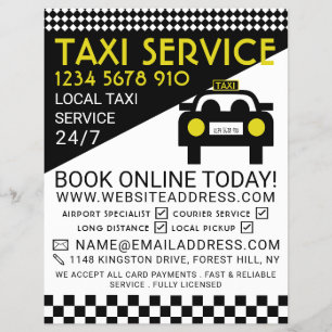 Taxi Station, Taxi Bedrijf met Prijslijst Flyer