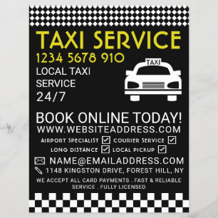 Taxi Station, Taxi Bedrijf met Prijslijst Flyer