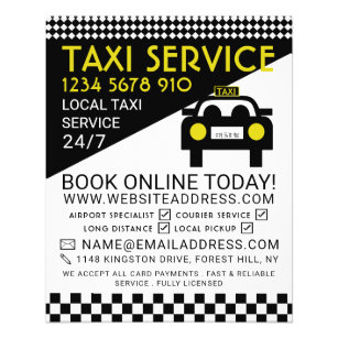 Taxi-station, Taxi Cab Firma met prijslijst Flyer