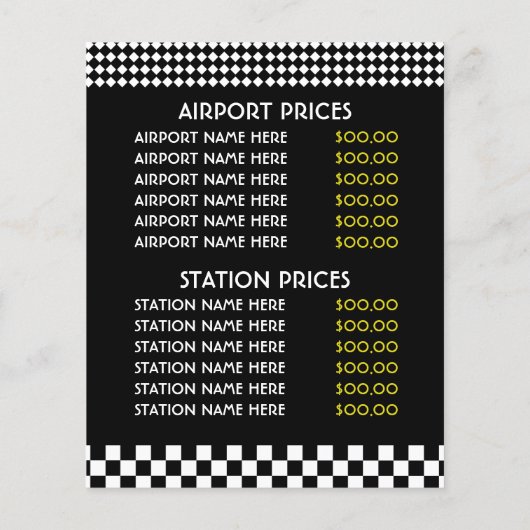 Taxi Station, Taxibedrijf met Prijslijst Flyer (Achterkant)