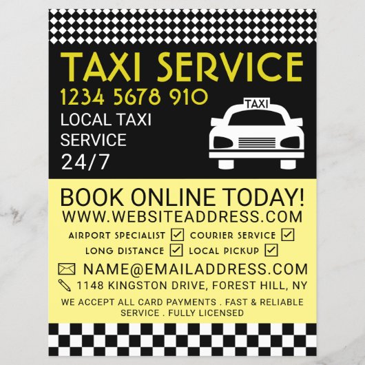 Taxi Station, Taxibedrijf met Prijslijst Flyer (Voorkant)