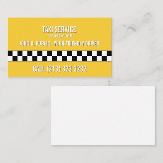 Taxi taxichauffeur zwart-wit patroon visitekaartje (Voorkant / Achterkant)