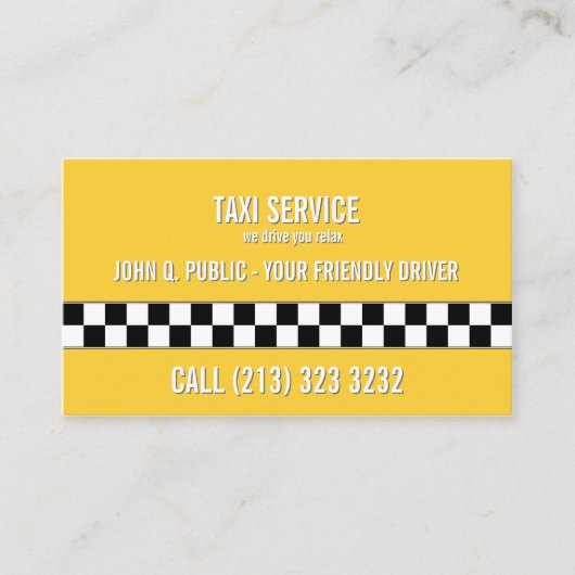 Taxi taxichauffeur zwart-wit patroon visitekaartje (Voorkant)