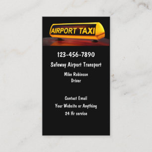 Taxi-vervoersbedrijfskaarten voor luchthavens visitekaartje