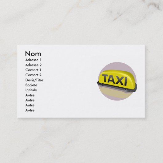 Taxi Visitekaartje (Voorkant)