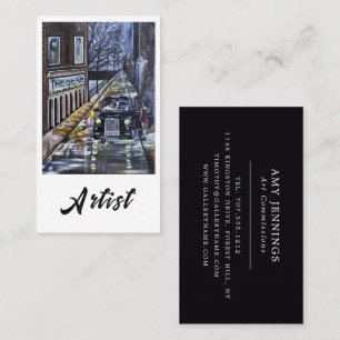 Taxi voor Kate Schilderij van Alfred Fox Visitekaartje