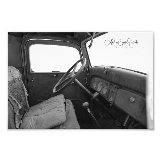 Taxi zwart-wit foto afdruk (Voorkant)