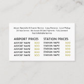 Taxibedrijf Logo, prijslijst Visitekaartje (Achterkant)