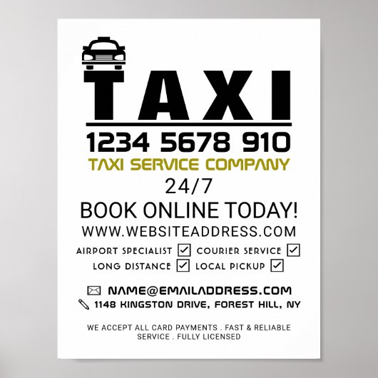 Taxibedrijf Logo, taxibusbedrijf Adverteren Poster (Voorkant)