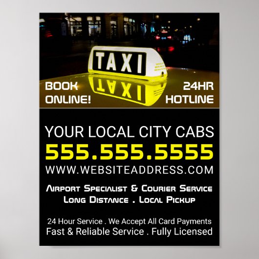 Taxibord, taxibusfirma Adverteren Poster (Voorkant)
