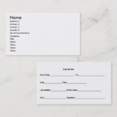 Taxicab-ontvangst Visitekaartje (Voorkant / Achterkant)