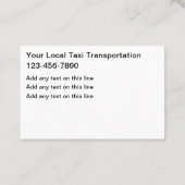 Taxicabbestuurder Taxi Lichte Visitekaartjes (Achterkant)