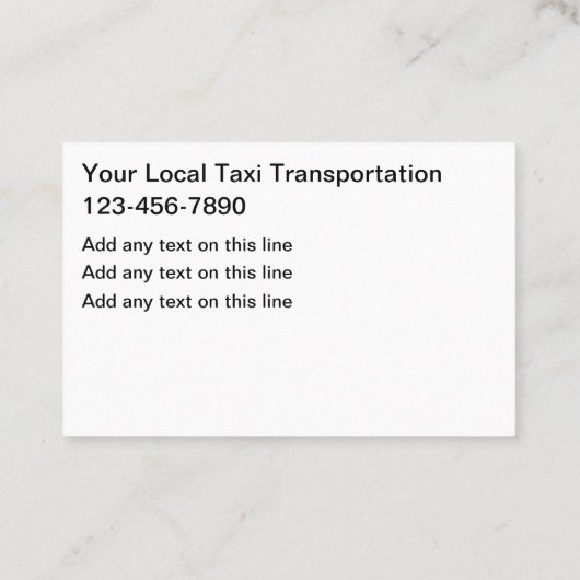 Taxicabbestuurder Taxi Lichte Visitekaartjes (Achterkant)