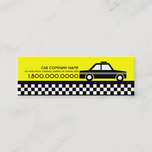 taxicabine mini visitekaartje (Voorkant)