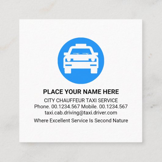 Taxicabine Speech Box Driver Vierkante Visitekaartje (Achterkant)
