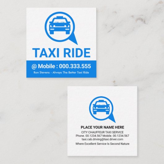 Taxicabine Speech Box Rijden Vierkante Visitekaartje (Voorkant / Achterkant)