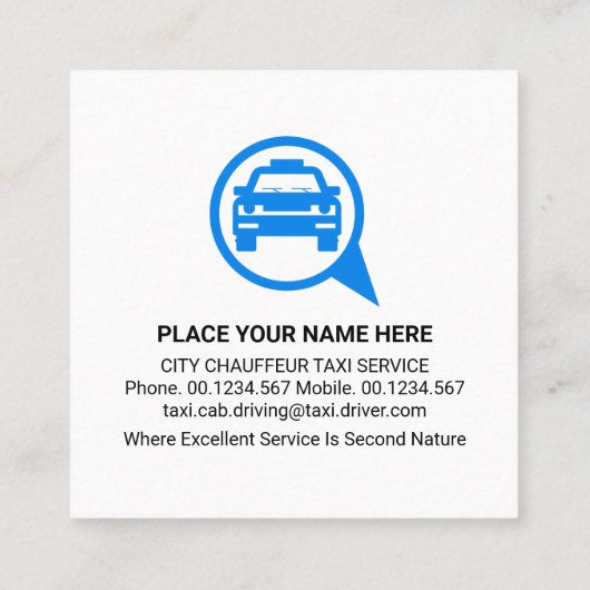 Taxicabine Speech Box Rijden Vierkante Visitekaartje (Achterkant)